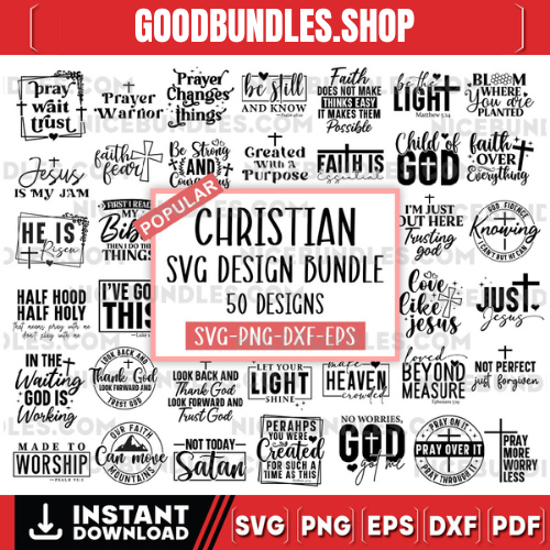 Christian Bundle SVG, Faith Bundle SVG, God svg, Jesus svg, Bible Verse Bundle, Religious SVG, Cricut Cut Files, Svg files for cricut