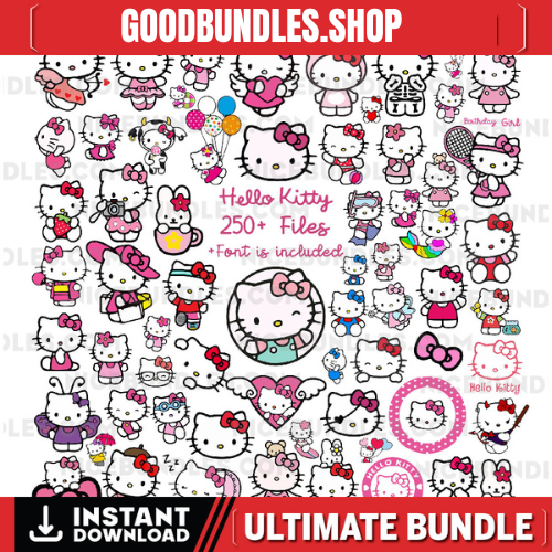 Hello Kitty Svg bundle, Hello Kitty birthday Svg, Hello Kitty Clipart