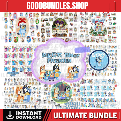 Mega Bluey Dog Svg Bundle, Bluey Dog Birthday Bundle Bluey Dog Family Png Files, Png For Shirts, Birthday Png, Clipart png, Digital Download