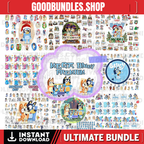 Mega Bluey Dog Svg Bundle, Bluey Dog Birthday Bundle Bluey Dog Family Png Files, Png For Shirts, Birthday Png, Clipart png, Digital Download