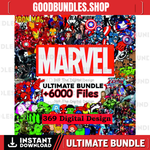 6000+ Mega Bundle Marvel Files, Avangers, IronMan, Thor, Deadpool, Captain America, Spider Man, Superhero PNG SVG Files Cricut Silhouette
