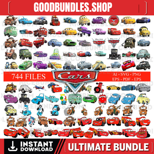 Cars PNG, Cars Clipart, Cars SVG, Planes and Cars Birthday Bundle, Instant Download, Instant Download Lightning Mcqueen Mater, Chrome Letter