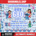 Lilo and Stitch SVG Bundle for Cricut and Sublimation, Stitch Cut Files, Stitch Clipart, Font Bundle, PNG