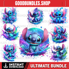 8 PNG Stitch Splash and Watercolor Digital design PNG file for sublimation – High Resolution -Instant Digital PNG Download