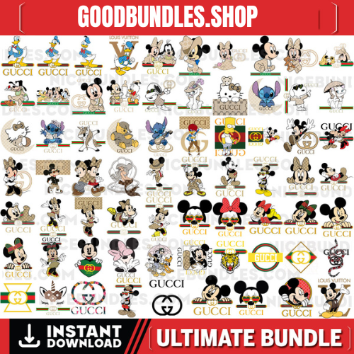 Mickey Mouse Svg Gucci, Fashion Minnie Mouse SVG Bundle, Mickey Minnie Head Svg Digital Download