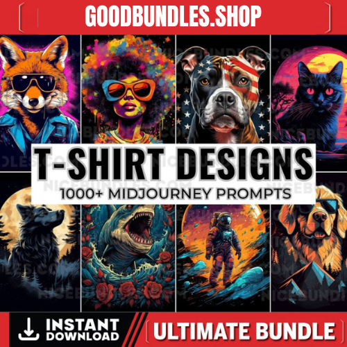 1000 T-shirt Designs Midjourney Prompts, AI Art, Midjourney Prompt, Midjourney AI Art, Learn Midjourney, Digital Art, AI Generate, Art Print