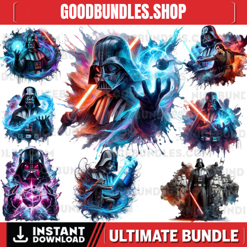 8 PNG Star Wars Darth Vader Splash and Watercolor Digital design PNG file for sublimation – High Resolution -Instant Digital PNG Download