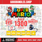 Super Mario SVG Bundle for Cricut and Sublimation, Mario Cut Files, Mario Clipart, Super Mario Font, Mario PNG