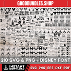 210 SVG, PNG, Best Seller Bundle, 2023, 2024, 2025, 2026, Mouse Font ttf file, Mickey, Minnie, silhouette, cricut, vinyl cut files, digital