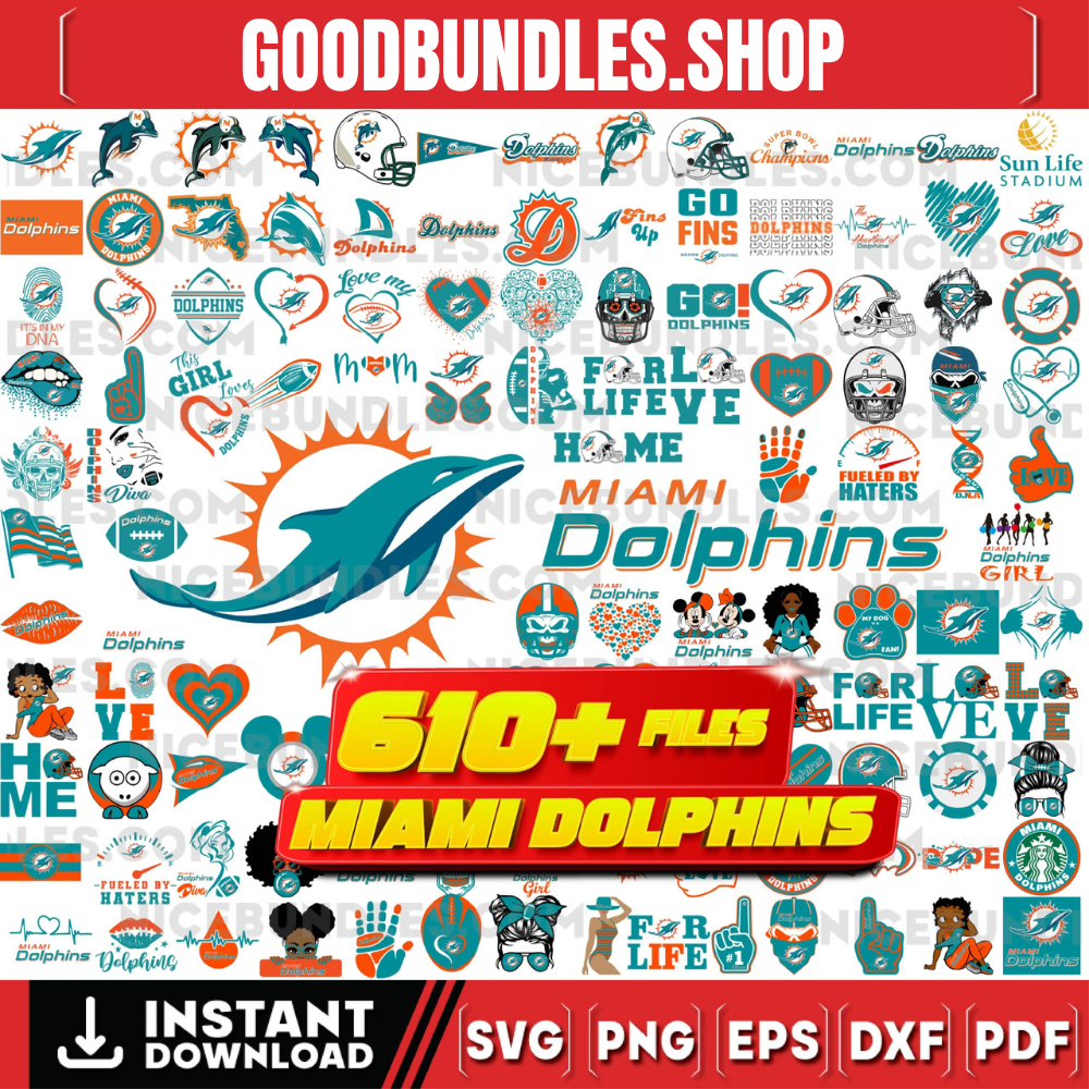 610 Files Miami Dolphins Team Bundle Svg, Miami Dolphins svg, NFL Teams svg, NFL Svg, Png, Dxf, Eps, Instant Download