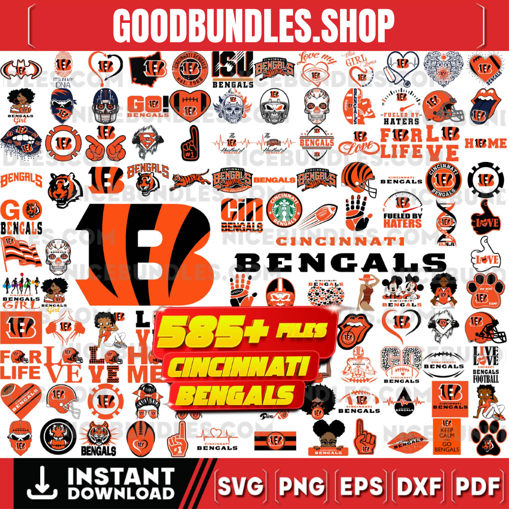 585 Files Cincinnati Bengals Team Bundle Svg, Cincinnati Bengals svg, NFL Teams svg, NFL Svg, Png, Dxf, Eps, Instant Download