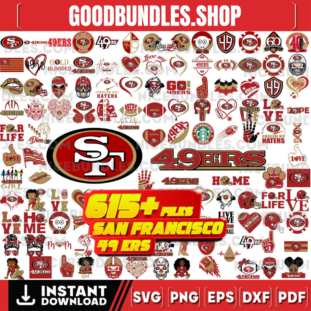 615 Files San Francisco 49ers Team Bundle Svg, NFL svg, Png, Dxf, Eps, Instant Download