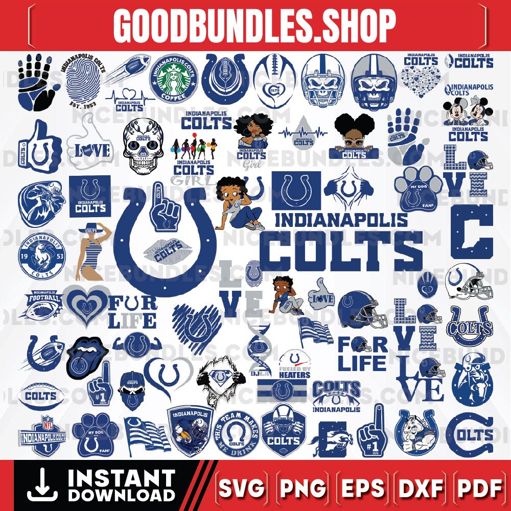 50 Files Indianapolis Colts Team Bundle Svg, Indianapolis Svg, Colts svg, NFL teams svg, NFL svg,, png dxf,eps, Instant download