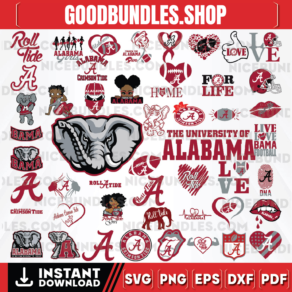 50 Files Alabama Crimson Tide Team Bundle Svg, Alabama Crimson Tide svg, NFL Teams svg, NFL Svg, Png, Dxf, Eps, Instant Download