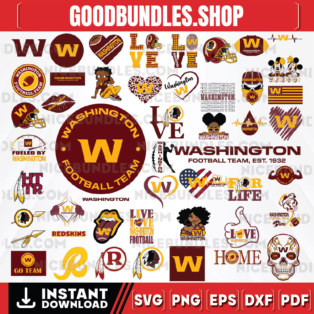 50 Files Washington Redskins Team Bundle Svg, Washington Redskins svg, NFL Teams svg, NFL Svg, Png, Dxf, Eps, Instant Download