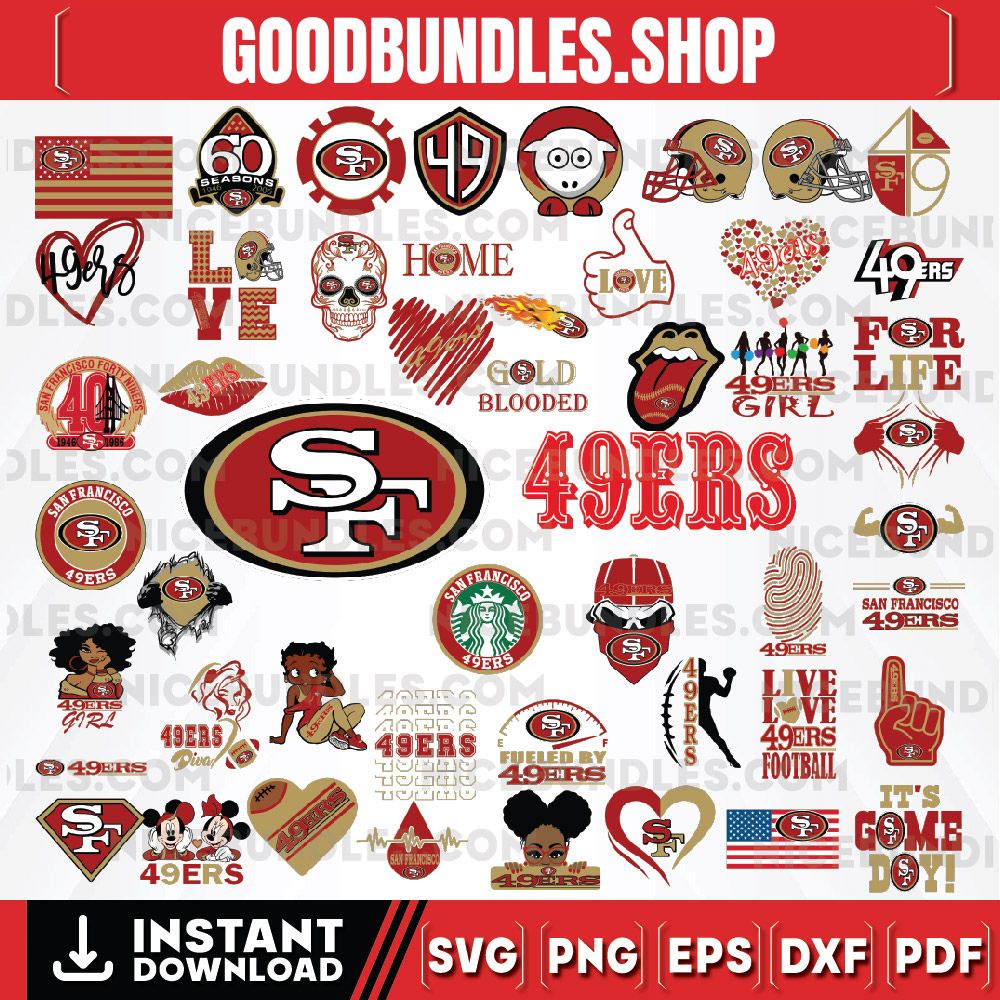 50 Files San Francisco 49ers Team Bundle Svg, San Francisco 49ers svg, NFL Teams svg, NFL Svg, Png, Dxf, Eps, Instant Download