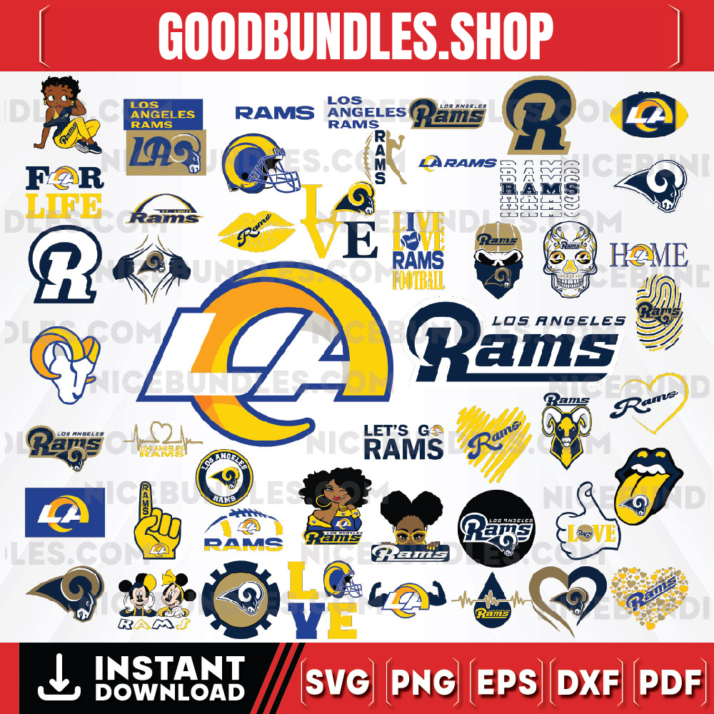 50 Files Los Angeles Rams Team Bundle Svg, Los Angeles Rams svg, NFL Teams svg, NFL Svg, Png, Dxf, Eps, Instant Download