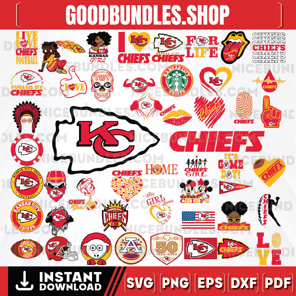 50 Files Kansas City Chiefs Team Bundle Svg, Kansas City Chiefs svg, NFL Teams svg, NFL Svg, Png, Dxf, Eps, Instant Download