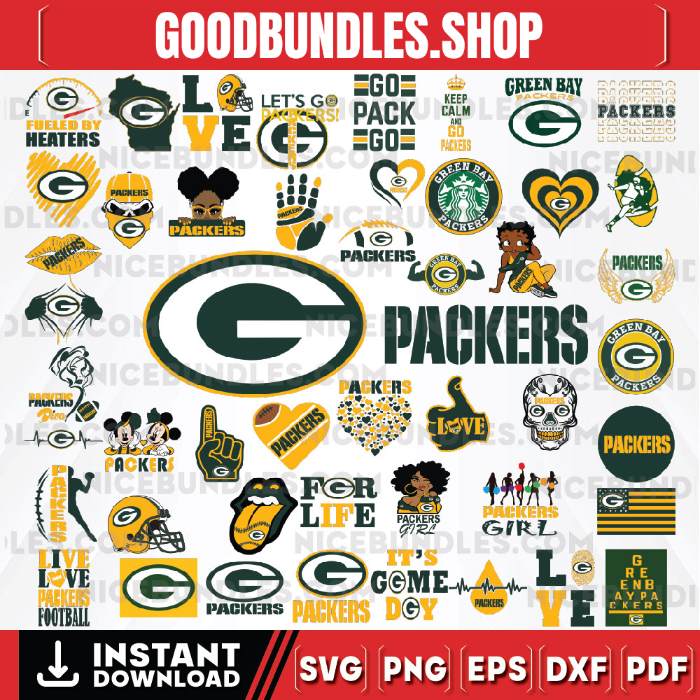 50 Files Green Bay Packers Team Bundle Svg, Green Bay Packers svg, NFL Teams svg, NFL Svg, Png, Dxf, Eps, Instant Download