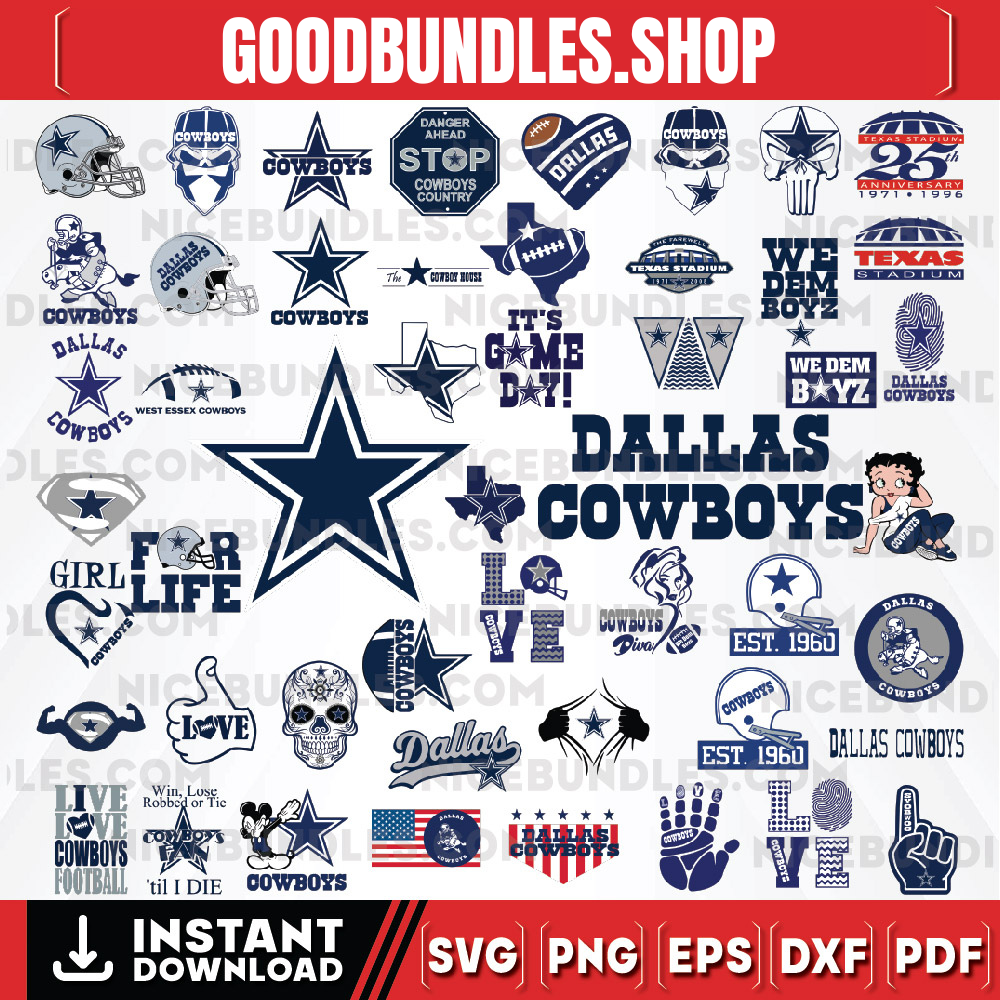 50 Files Dallas Cowboys Team Bundle Svg, Dallas Cowboys svg, NFL Teams svg, NFL Svg, Png, Dxf, Eps, Instant Download