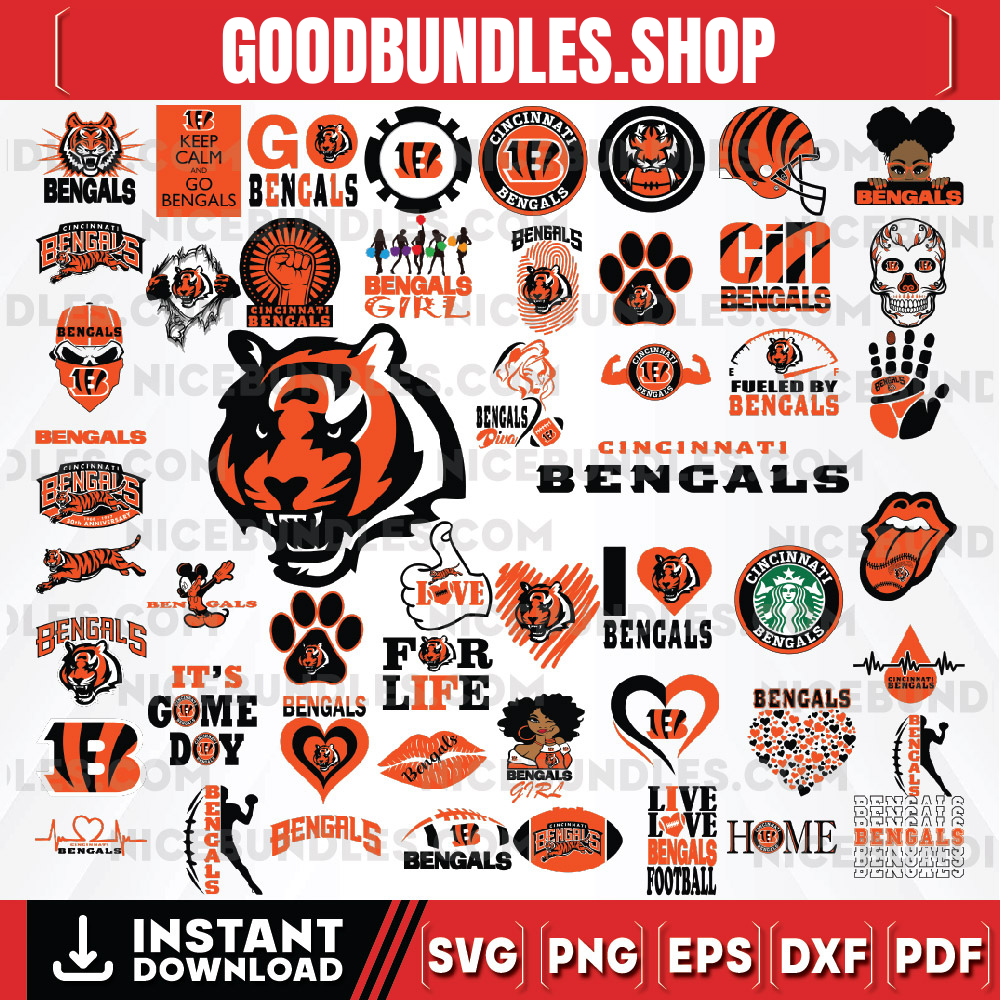 50 Files Cincinnati Bengals Team Bundle Svg, Cincinnati Bengals svg, NFL Teams svg, NFL Svg, Png, Dxf, Eps, Instant Download