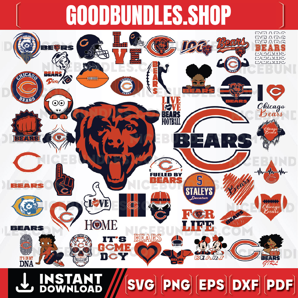 50 Files Chicago Bears Team Bundle Svg, Chicago Bears svg, NFL Teams svg, NFL Svg, Png, Dxf, Eps, Instant Download