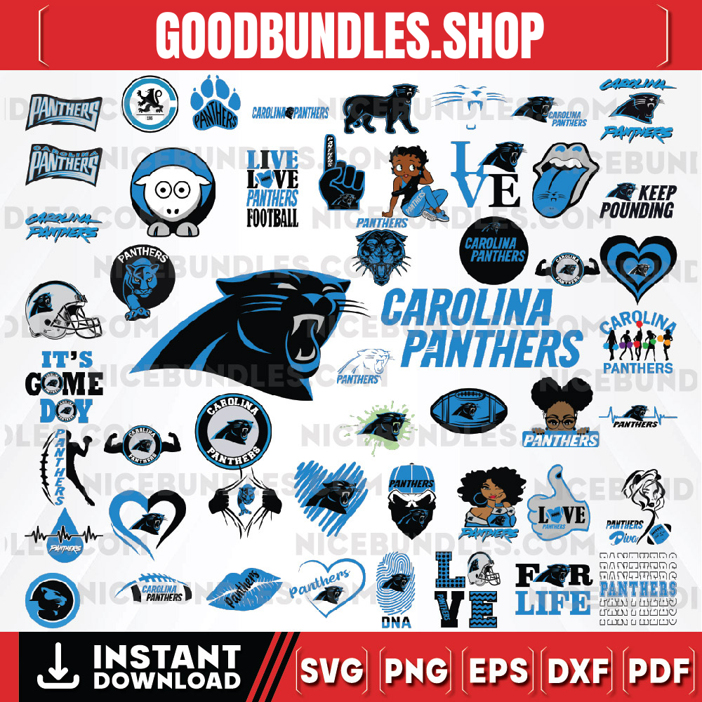 50 Files Carolina Panthers Team Bundle Svg, Carolina Panthers svg, NFL Teams svg, NFL Svg, Png, Dxf, Eps, Instant Download