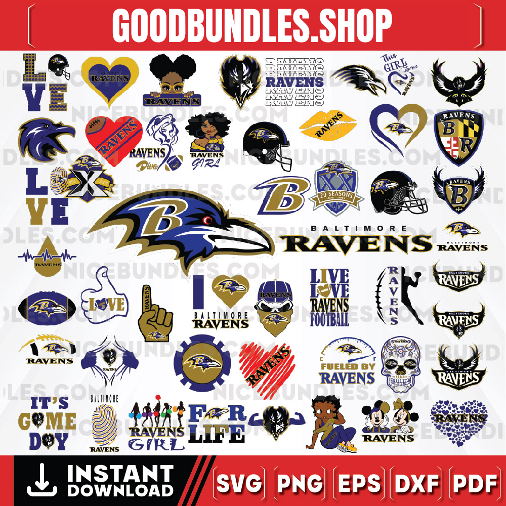50 Files Baltimore Ravens Team Bundle Svg, Baltimore Ravens svg, NFL Teams svg, NFL Svg, Png, Dxf, Eps, Instant Download