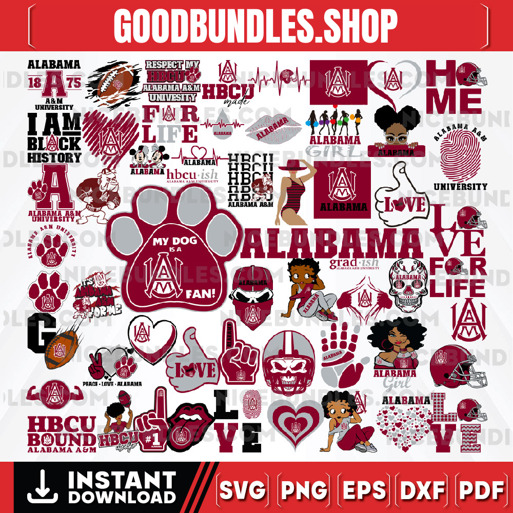 57 Files Alabama A and M University Team Bundles Svg , Alabama A and M University svg, HBCU Team svg, Mega Bundle, Designs, Cricut, Cutting File, Vector Clipart, Digital Download