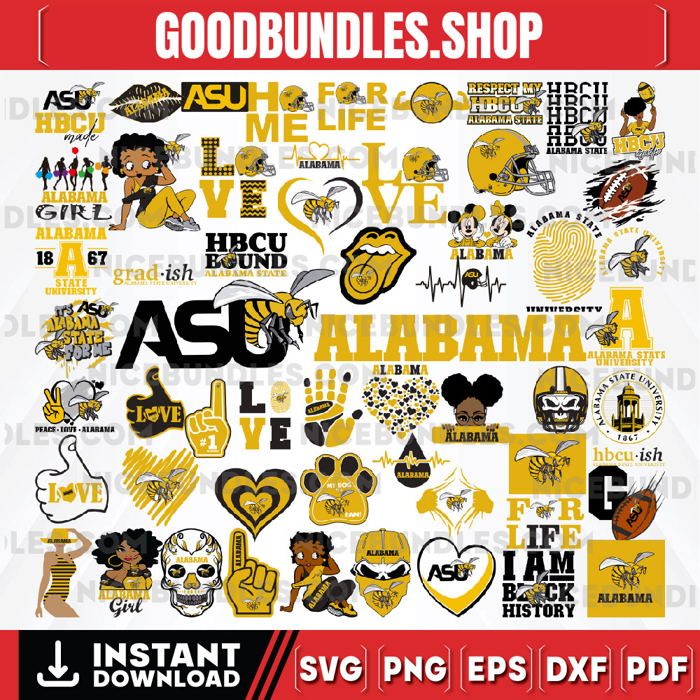 57 Files Alabama State University Team Bundles Svg, Alabama State University svg, HBCU Team svg, Mega Bundle, Designs, Cricut, Cutting File, Vector Clipart, Digital Download