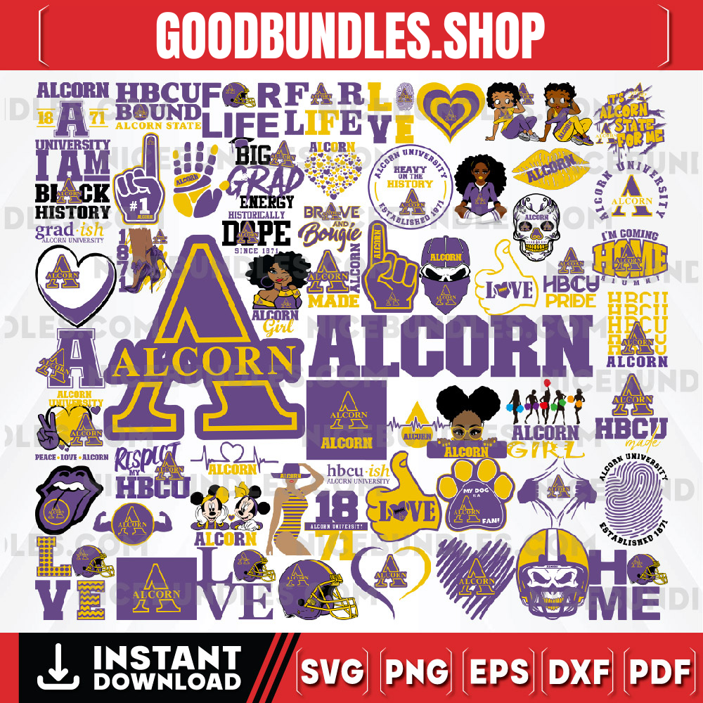 61 Files Alcorn State University Team Bundles Svg, Alcorn State University svg, HBCU Team svg, Mega Bundle, Designs, Cricut, Cutting File, Vector Clipart, Digital Download