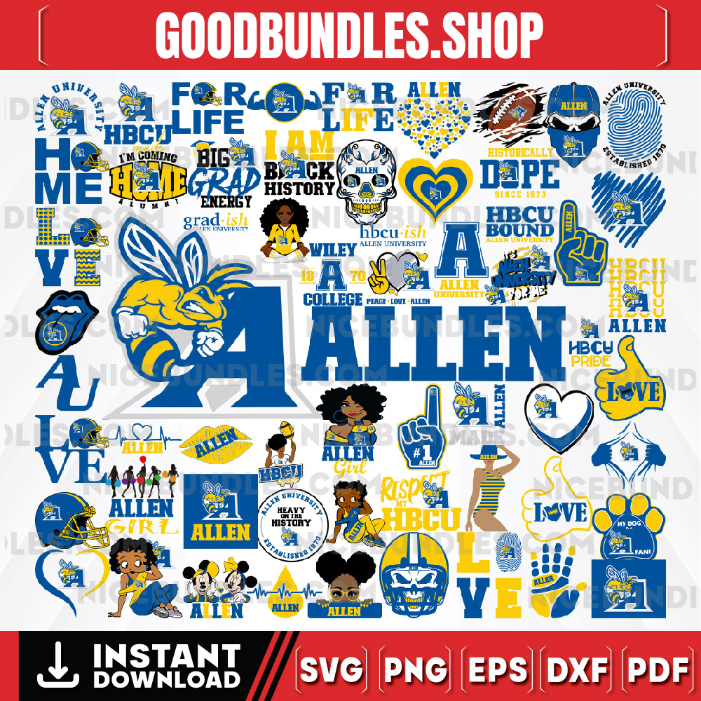 61 Files Allen University Team Bundles Svg, Allen University svg, HBCU Team svg, Mega Bundle, Designs, Cricut, Cutting File, Vector Clipart, Digital Download