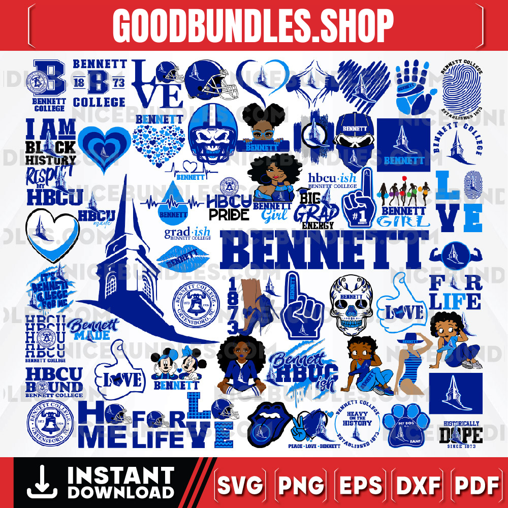 62 Files Bennett College Team Bundles Svg, Bennett College SVG, HBCU Team svg, Mega Bundle, Designs, Cricut, Cutting File, Vector Clipart, Digital Download