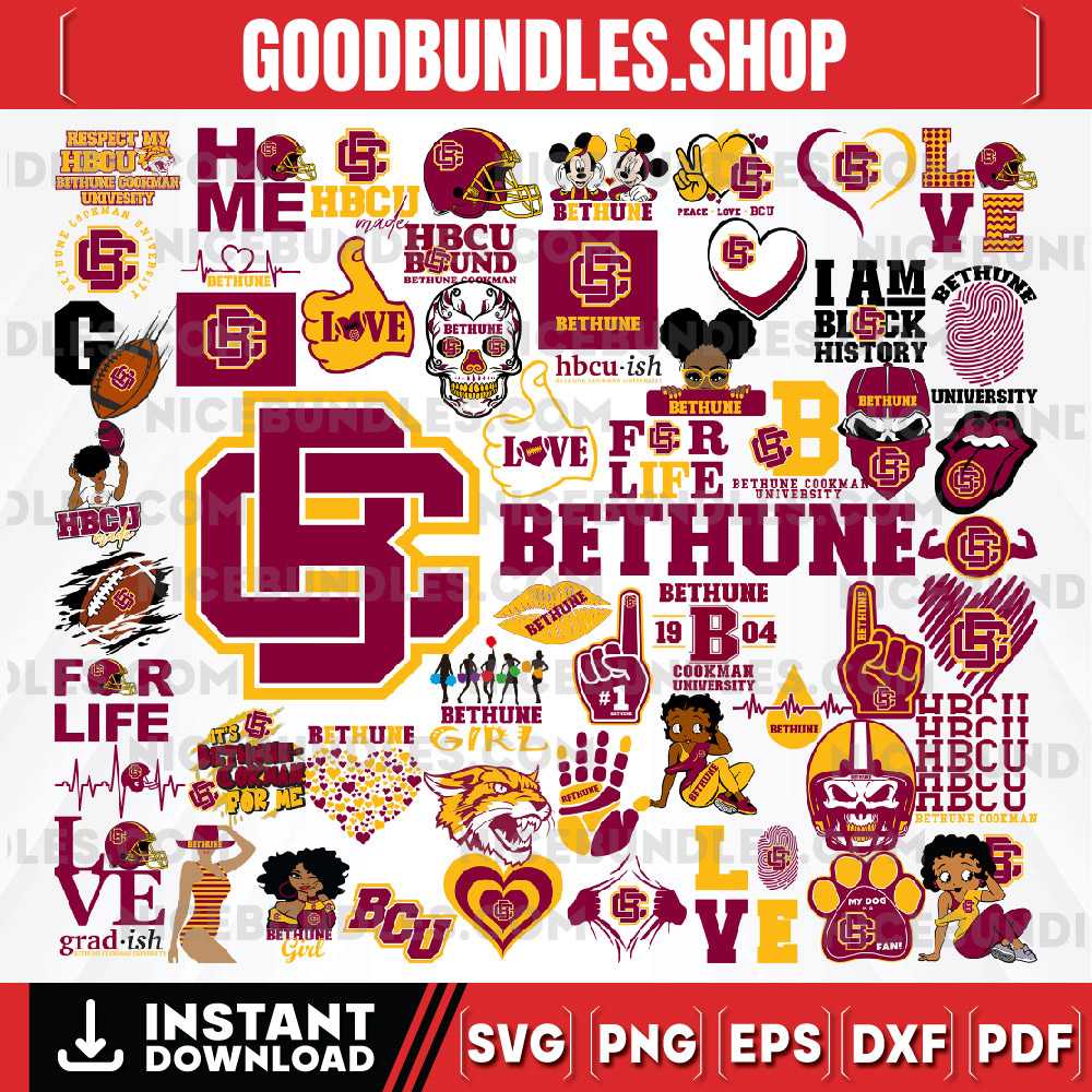 57 Files Bethune Cookman Team Bundles Svg, Bethune Cookman SVG, HBCU Team svg, Mega Bundle, Designs, Cricut, Cutting File, Vector Clipart, Digital Download