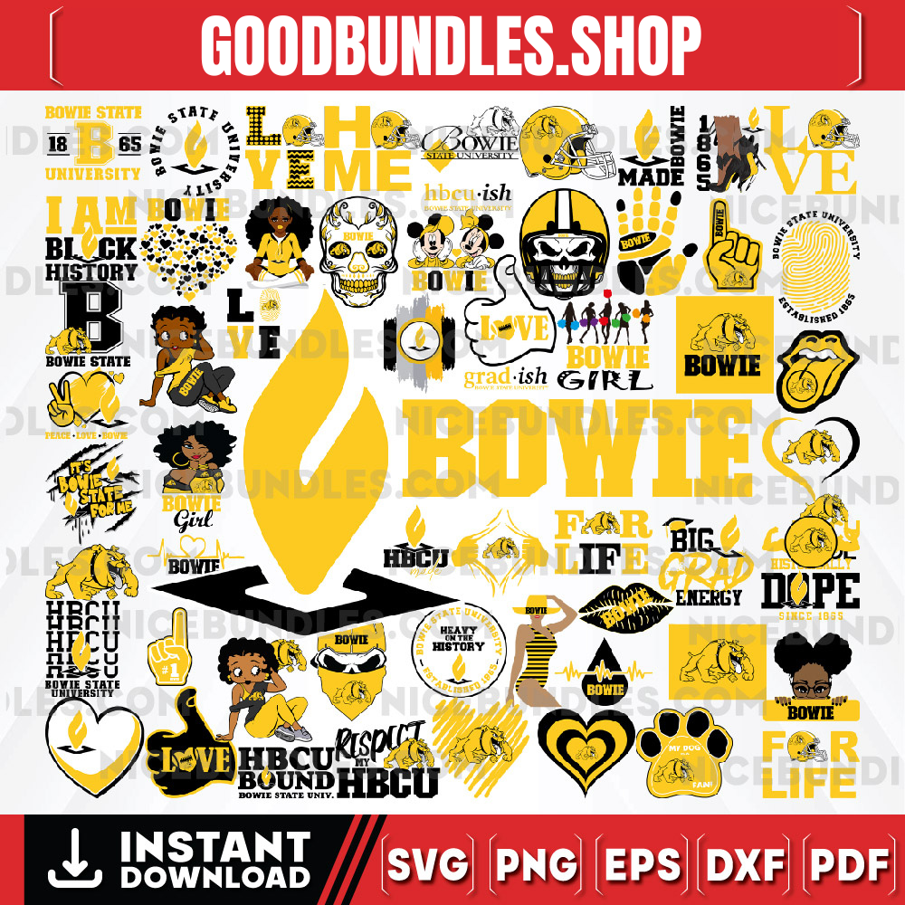 61 Files Bowie State University Team Bundles Svg, Bowie State University SVG, HBCU Team svg, Mega Bundle, Designs, Cricut, Cutting File, Vector Clipart, Digital Download