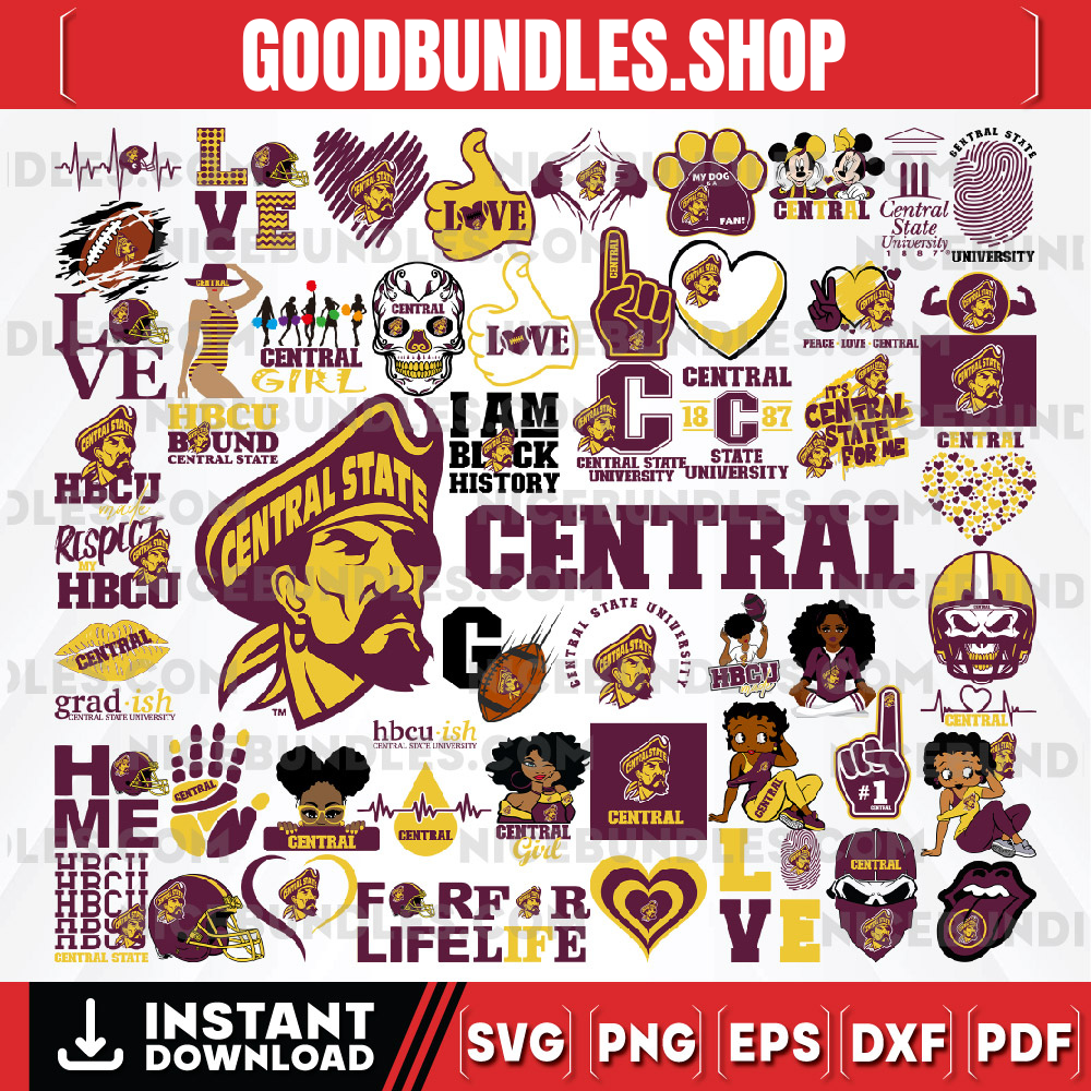 57 Files Central State University Team Bundles Svg, Central State University SVG, HBCU Team svg, Mega Bundle, Designs, Cricut, Cutting File, Vector Clipart, Digital Download