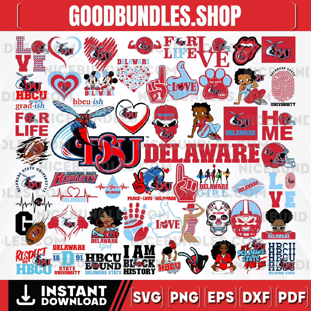 57 Files Delaware State Team Bundles Svg, Delaware State SVG, HBCU Team svg, Mega Bundle, Designs, Cricut, Cutting File, Vector Clipart, Digital Download