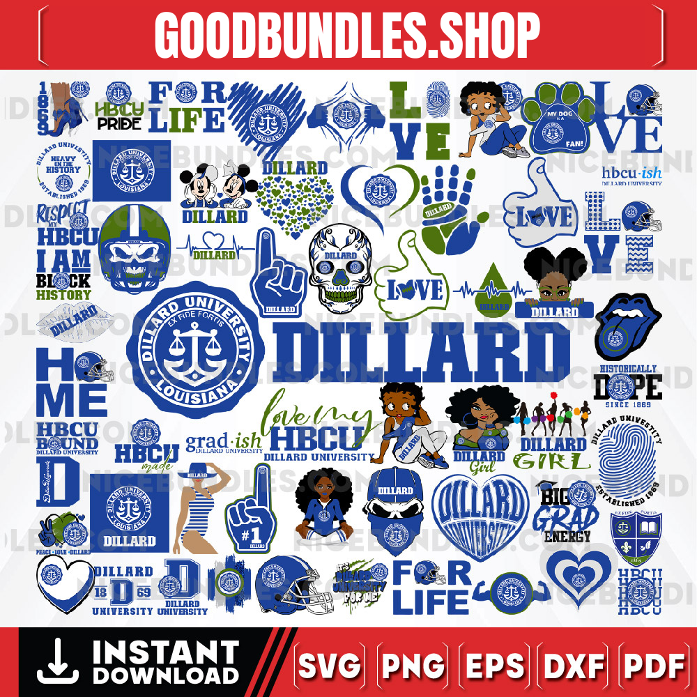 61 Files Dillard University Team Bundles Svg, Dillard University SVG, HBCU Team svg, Mega Bundle, Designs, Cricut, Cutting File, Vector Clipart, Digital Download