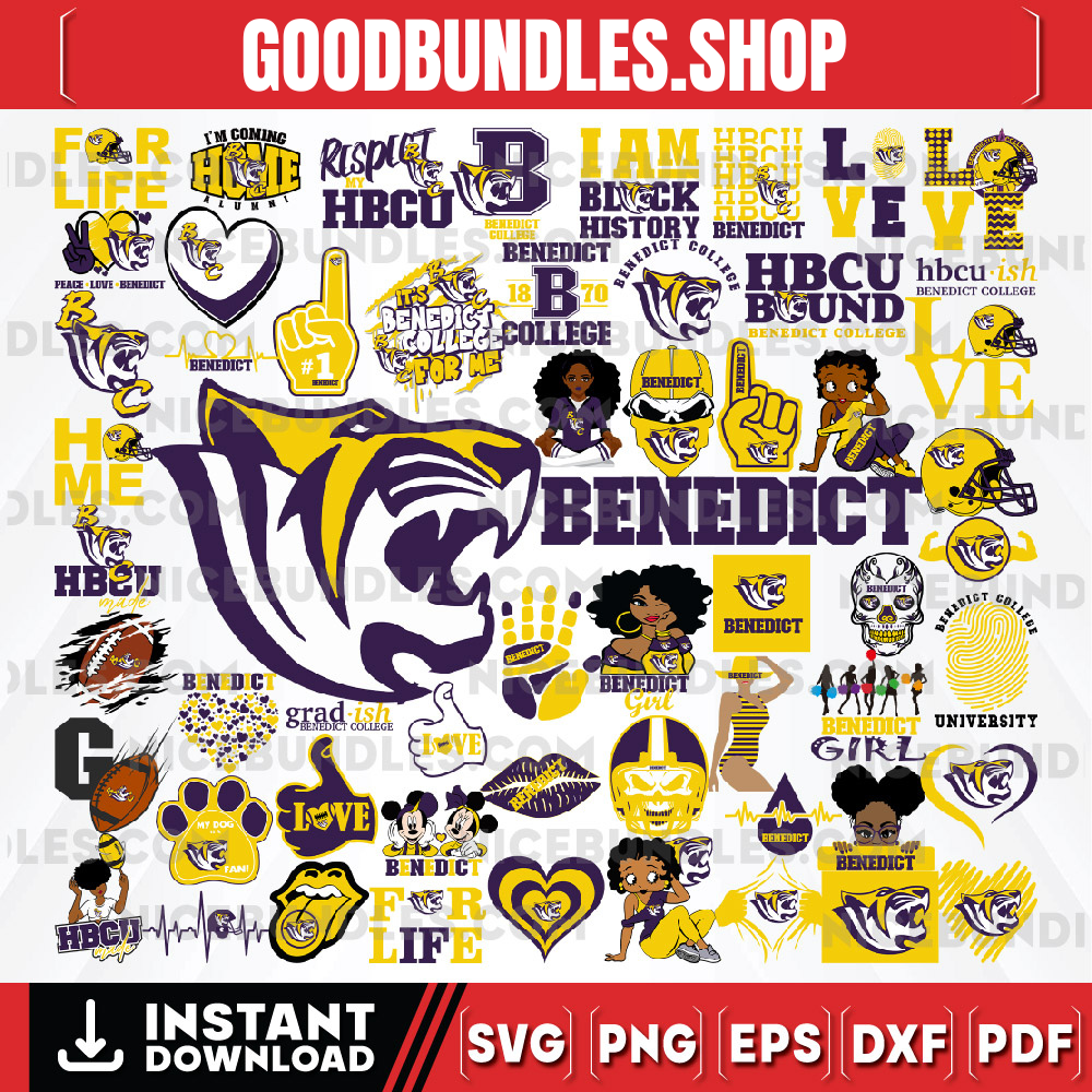 59 Files Benedict College Team Bundles Svg, Benedict College SVG, HBCU Team svg, Mega Bundle, Designs, Cricut, Cutting File, Vector Clipart, Digital Download