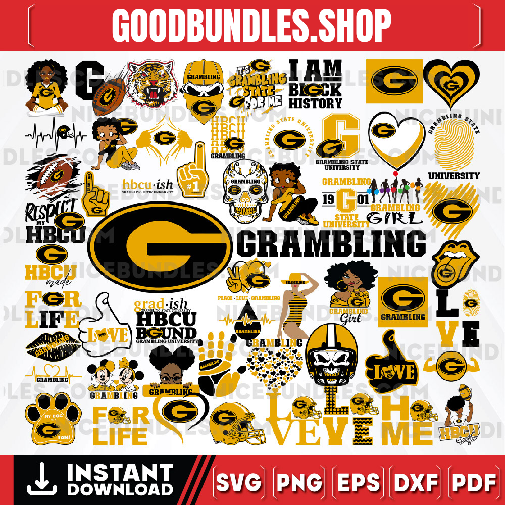 57 Files Grambling State Team Bundles Svg, Grambling State SVG, Grambling State SVG, HBCU Team svg, Mega Bundle, Designs, Cricut, Cutting File, Vector Clipart, Digital Download