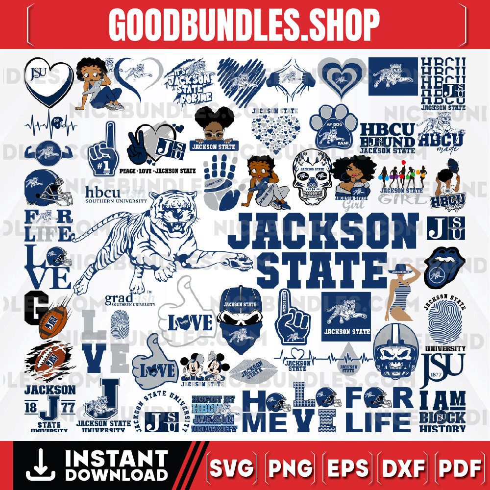 57 Files Jackson State Team Bundles Svg, Jackson State Svg, HBCU Team svg, Mega Bundle, Designs, Cricut, Cutting File, Vector Clipart, Digital Download