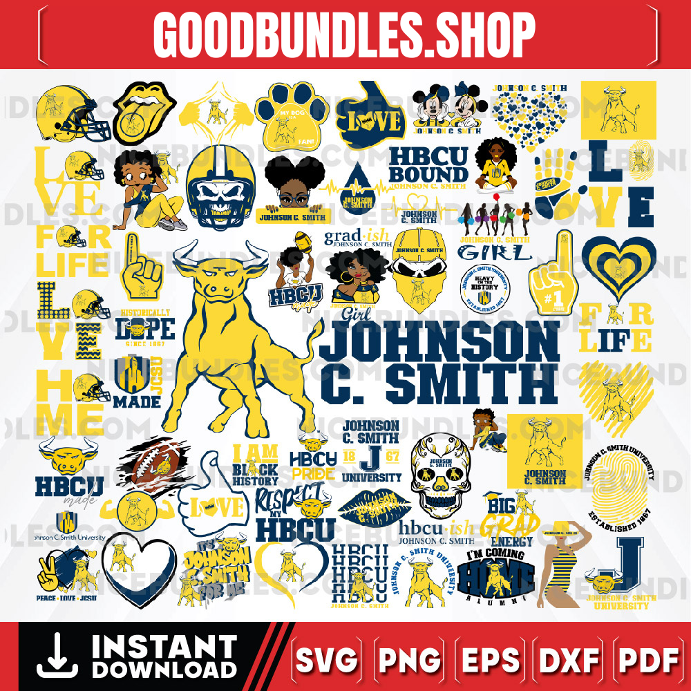 61 Files Johnson C. Smith Team Bundles Svg, Johnson C. Smith Svg, HBCU Team svg, Mega Bundle, Designs, Cricut, Cutting File, Vector Clipart, Digital Download