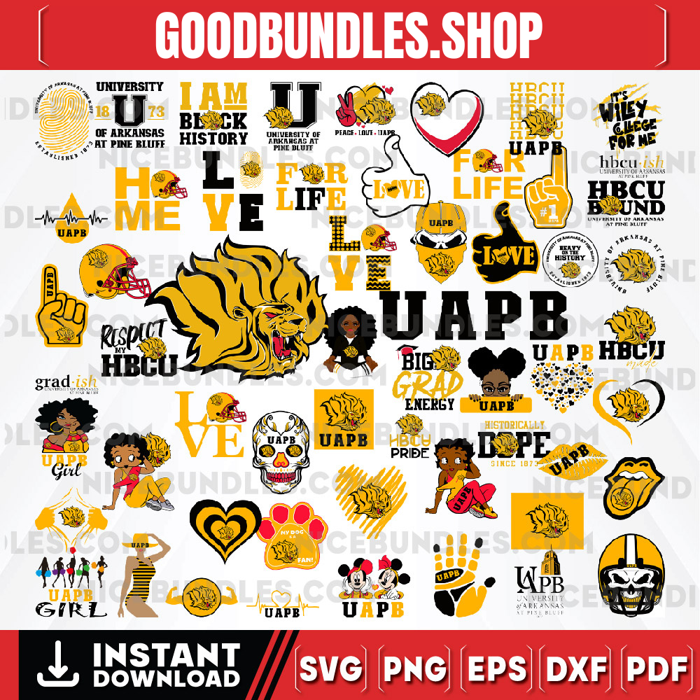 57 Files University Of Arkansas At Pine Bluff Team Bundles Svg, University Of Arkansas At Pine Bluff svg, HBCU Team svg, Mega Bundle, Designs, Cricut, Cutting File, Vector Clipart, Digital Download