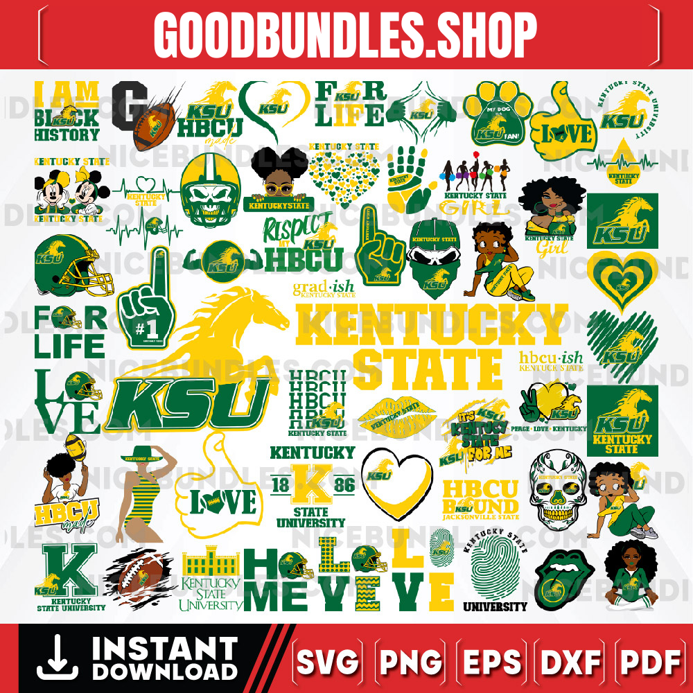 57 Files Kentucky State Team Bundles Svg, Kentucky State Svg, HBCU Team svg, Mega Bundle, Designs, Cricut, Cutting File, Vector Clipart, Digital Download