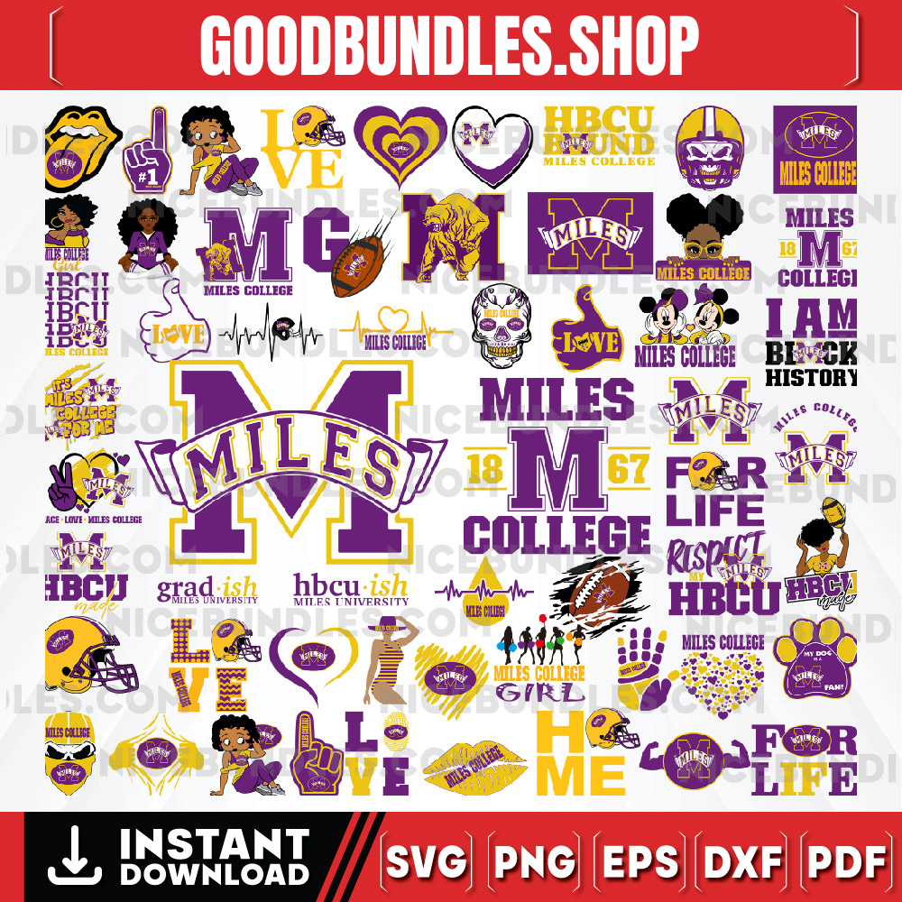 55 Files Miles College Team Bundles Svg, Miles College svg, HBCU Team svg, Mega Bundle, Designs, Cricut, Cutting File, Vector Clipart, Digital Download