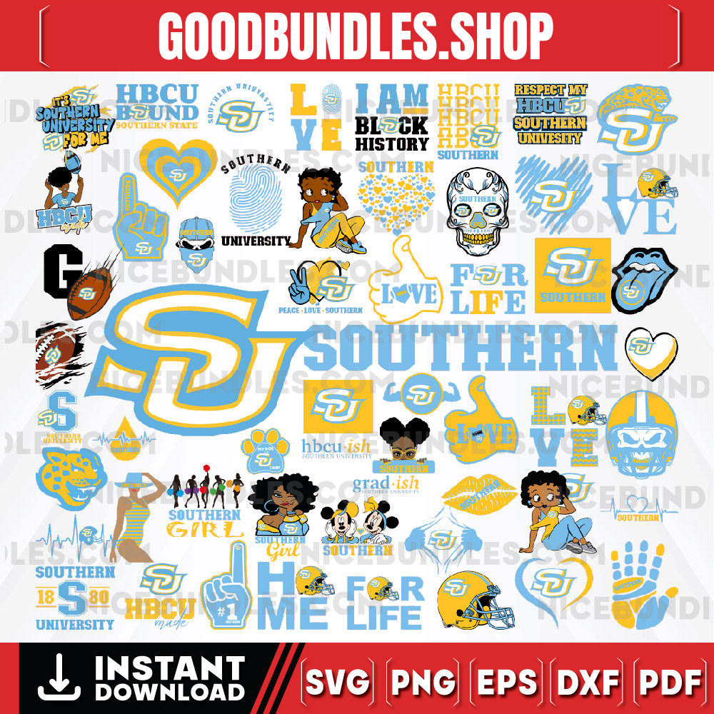 57 Files Southern University Team Bundles Svg, Southern University Svg, HBCU Team svg, Mega Bundle, Designs, Cricut, Cutting File, Vector Clipart, Digital Download