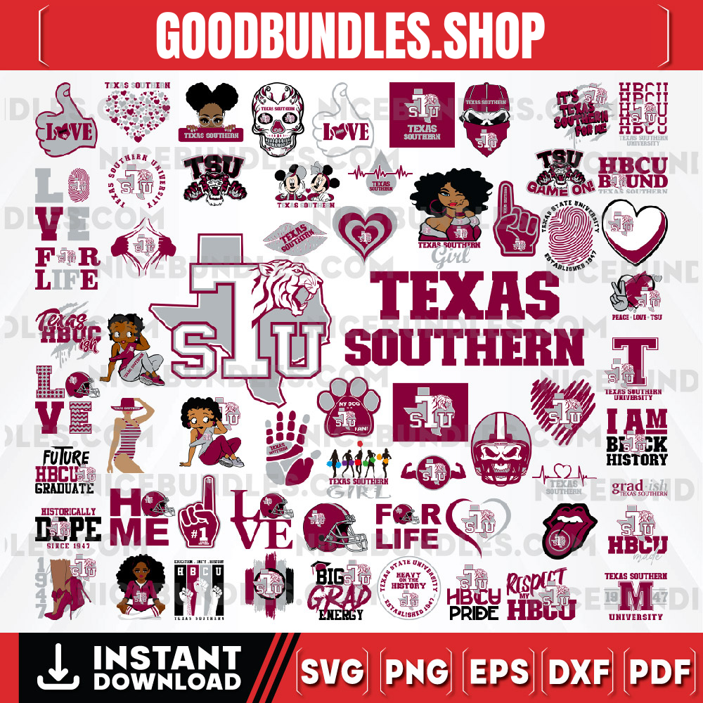 62 Files Texas Southern Team Bundles Svg, Texas Southern svg, HBCU Team svg, Mega Bundle, Designs, Cricut, Cutting File, Vector Clipart, Digital Download