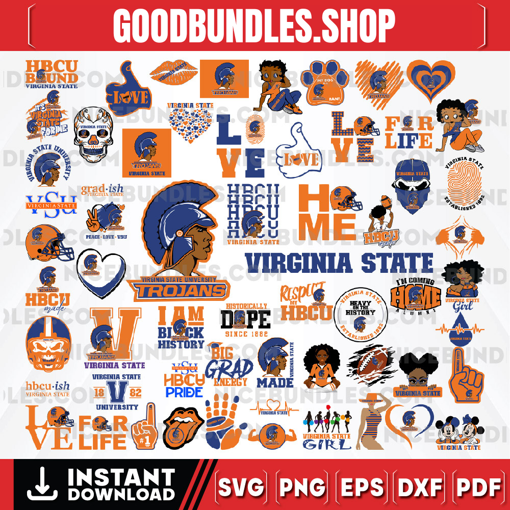 61 Files Virginia State University Team Bundles Svg, Virginia State University svg, HBCU Team svg, Mega Bundle, Designs, Cricut, Cutting File, Vector Clipart, Digital Download