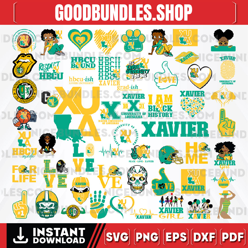 56 Files Xavier University Team Bundles Svg, Xavier University SVG, HBCU Team svg, Mega Bundle, Designs, Cricut, Cutting File, Vector Clipart, Digital Download