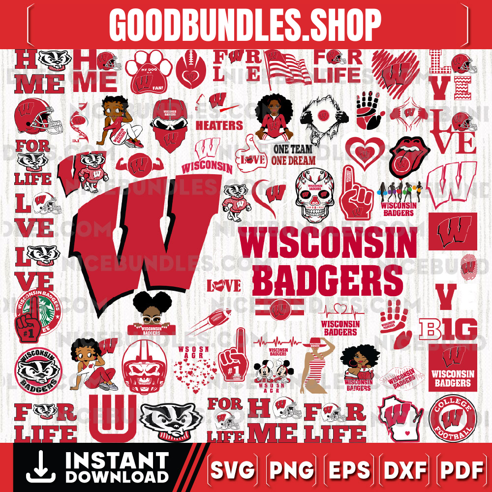 67 Files Wisconsin Badgers Team Bundle Svg, Wisconsin BadgersSvg, NCAA Teams svg, NCAA Svg, Png, Dxf, Eps, Instant Download